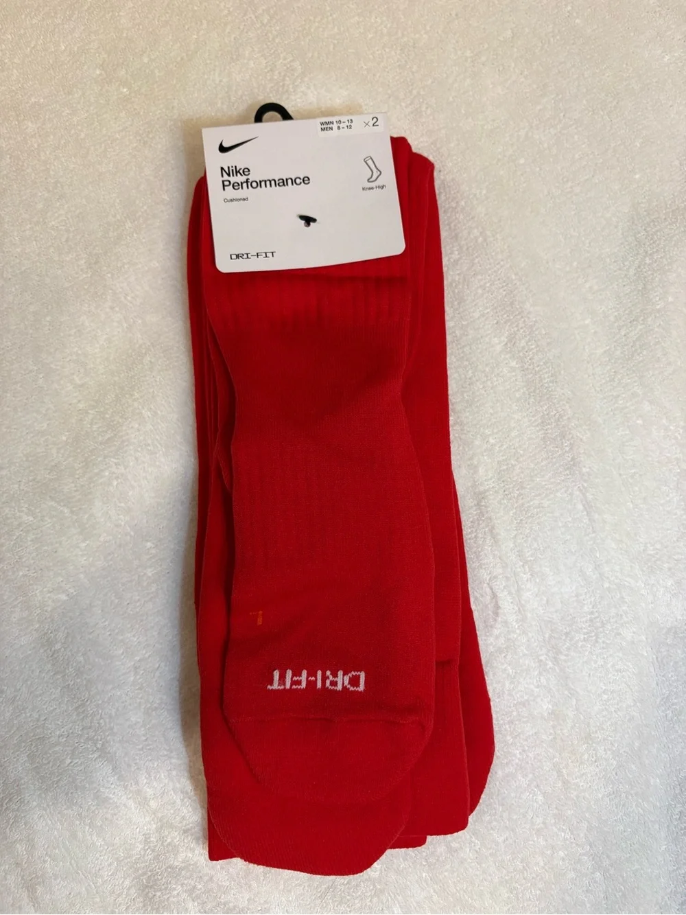 Nike Red Cushioned Dri-FIT Athletic 2 packs Socks knee high.